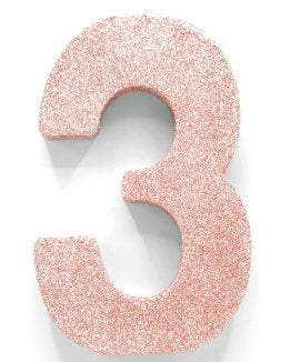 Rose Gold Tischdekoration Figur 3 Glitter 20,5cm