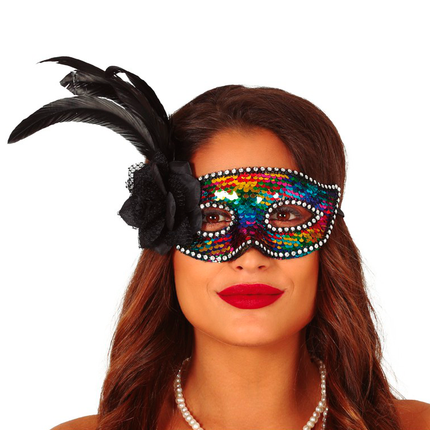 Maske Federn Mehrfarbig