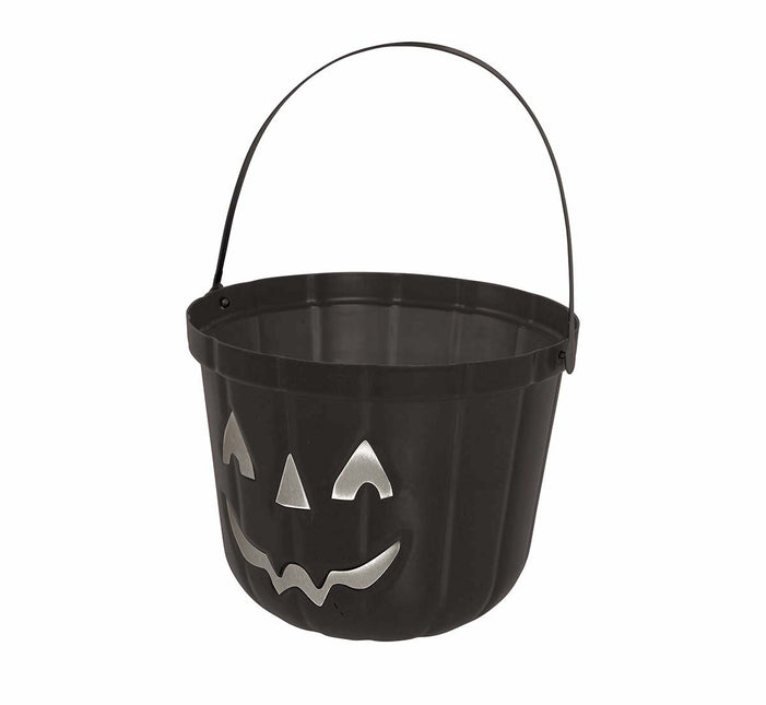 Schwarzer Halloween Süßigkeiteneimer Kürbis 20cm