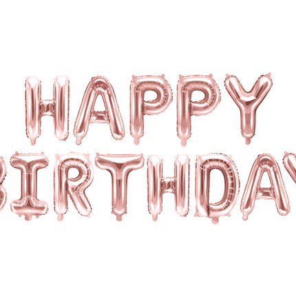 Buchstaben Ballon Set Happy Birthday Rose Gold Leer 3.4m