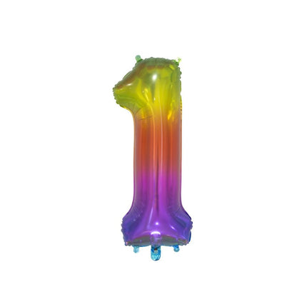 Folienballon Figur 1 Regenbogen Transparent 66cm
