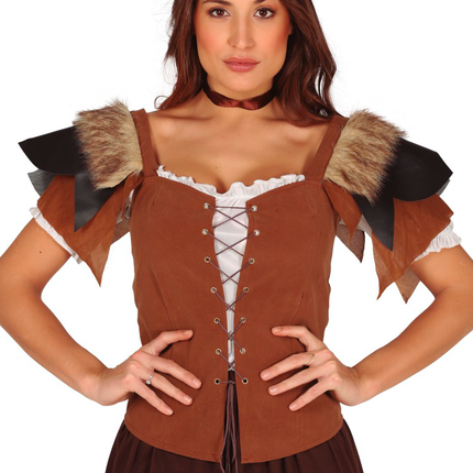 Weste Leder Damen Braun L