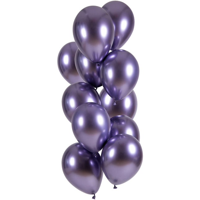 Lila Luftballons Chrom 33cm 12 Stk.