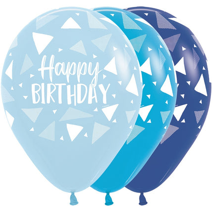 Ballons Happy Birthday Dreiecke Blau Mix 30cm 25Stk