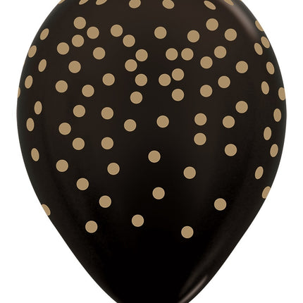 Ballons Konfetti Gold Druck Metallisch Schwarz 30cm 25Stk.