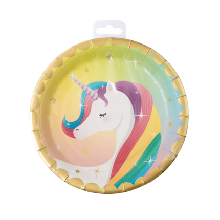 Einhorn Teller Bunt 23cm 8Stk