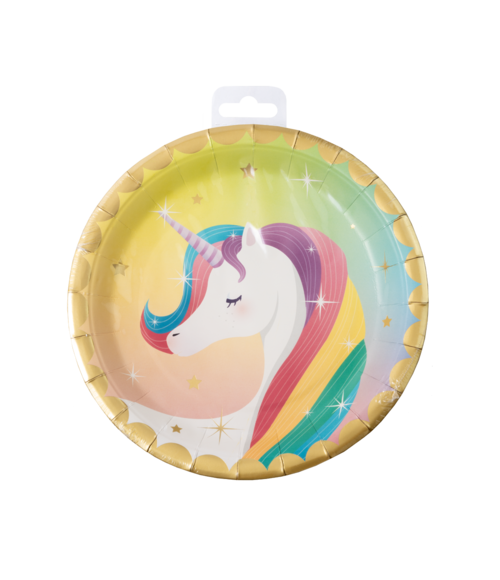 Einhorn Teller Bunt 23cm 8Stk