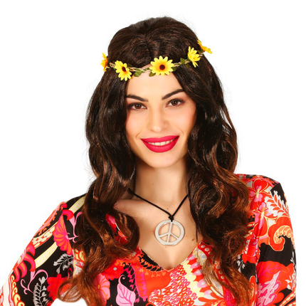 Perücke Blume Tiara Schwarz