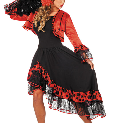 Spanisches Kleid Flamenco Rot Schwarz
