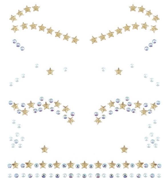 Gesichtsaufkleber Silberne Sterne