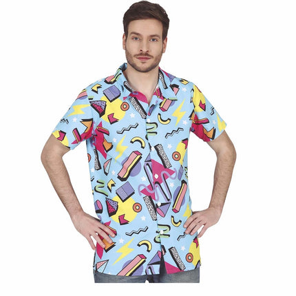 Blaue 80er Jahre Bluse