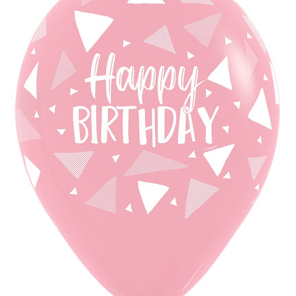 Luftballons Happy Birthday Dreiecke Rosa Mix 30cm 25Stk