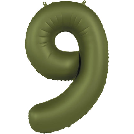 9 Jahre Figur Ballon Grün Matt 86cm