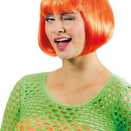 Neon Orange Perücke Bobline