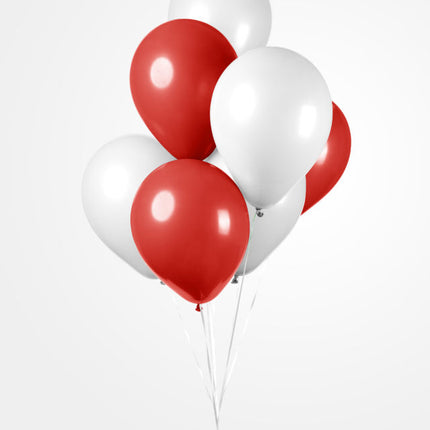 Rot Weiße Luftballons 30cm 10Stk
