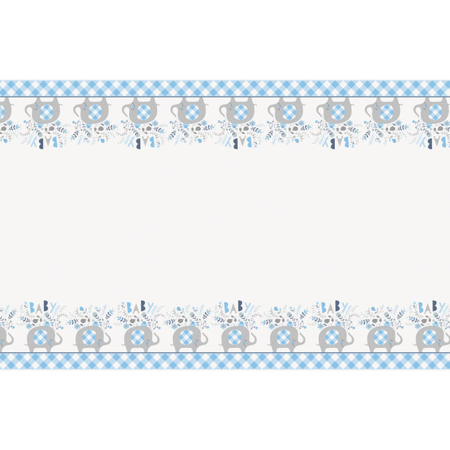 Baby Elefanten Tischtuch Hellblau 2,13m