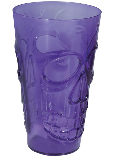 Lila Halloween Glasschädel 15cm