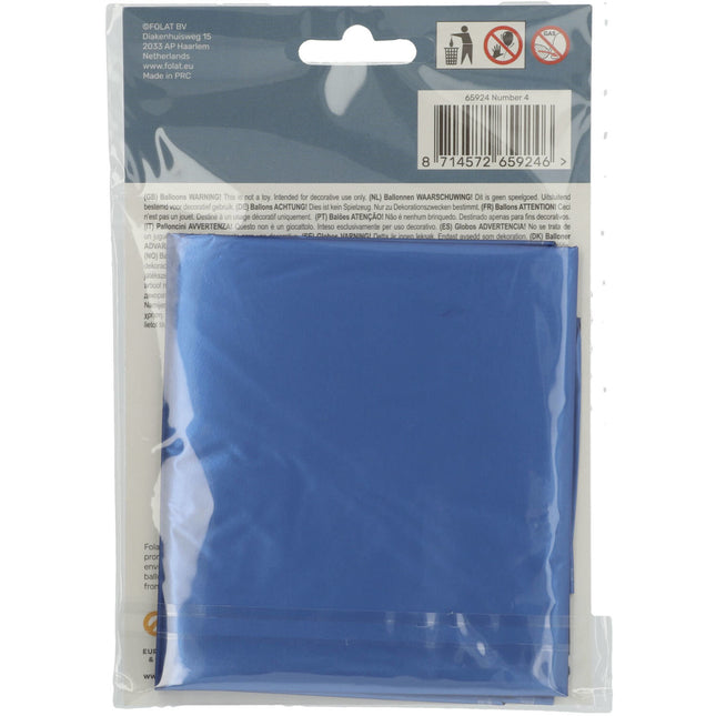 Folienballon Figur 4 Matt Blau XL 86cm leer