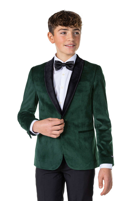 Dunkelgrüner Samtblazer Junge Teen <tc>OppoSuits</tc>