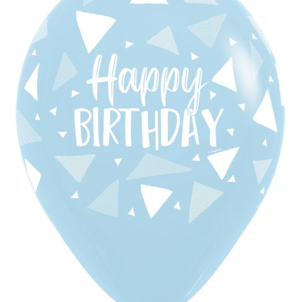 Ballons Happy Birthday Dreiecke Blau Mix 30cm 25Stk