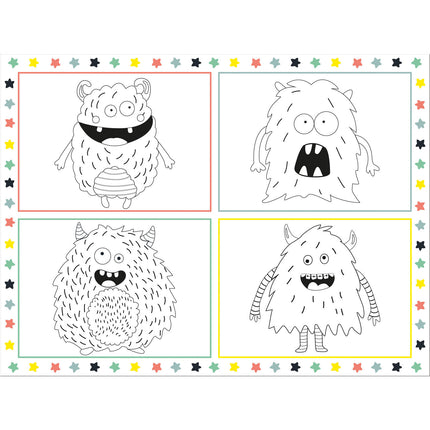 Monster Tischsets Färbeteller Bash 6 Stk.