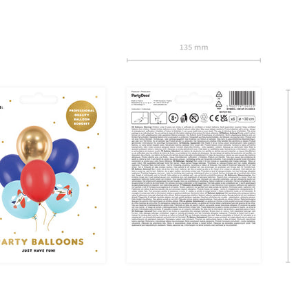 Luftballons Flugzeug Mix 30cm 6Stk