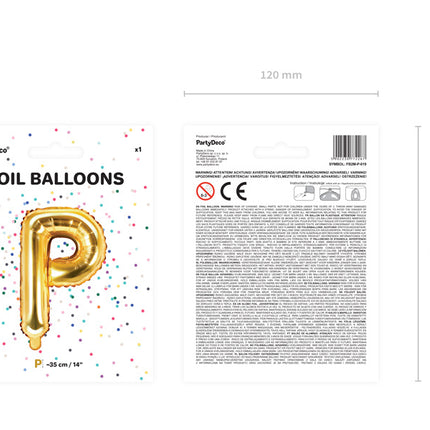 Folienballon Buchstabe P Gold Leer 35cm