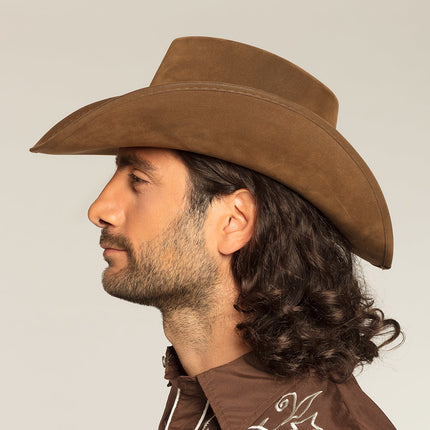 Cowboyhut Kunstleder Braun 43cm
