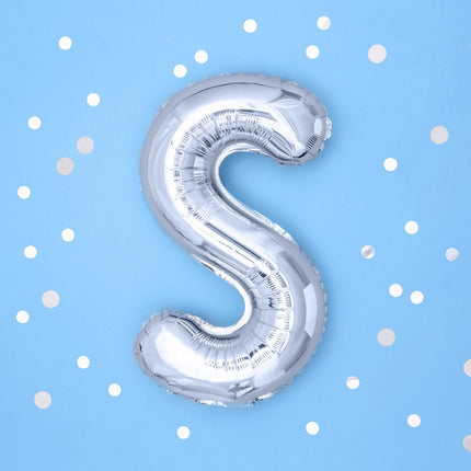Folienballon Buchstabe S Silber Leer 35cm