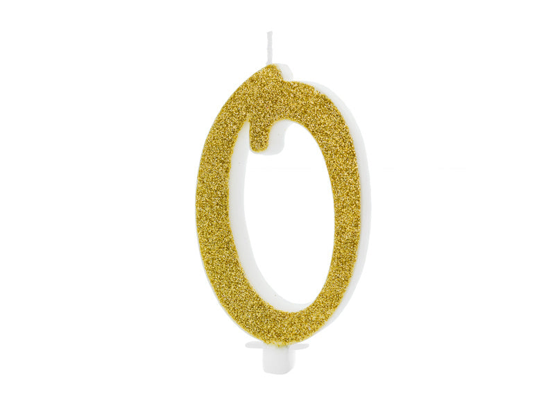 Kerze 0 Jahr Gold 10cm