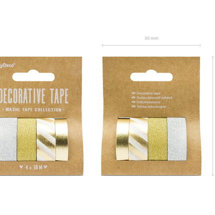 Washi Tape Gold Weiß 10m 4Stk