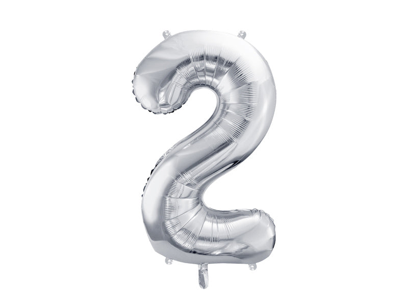 2 Jahre Figur Ballon Silber Leer 72cm