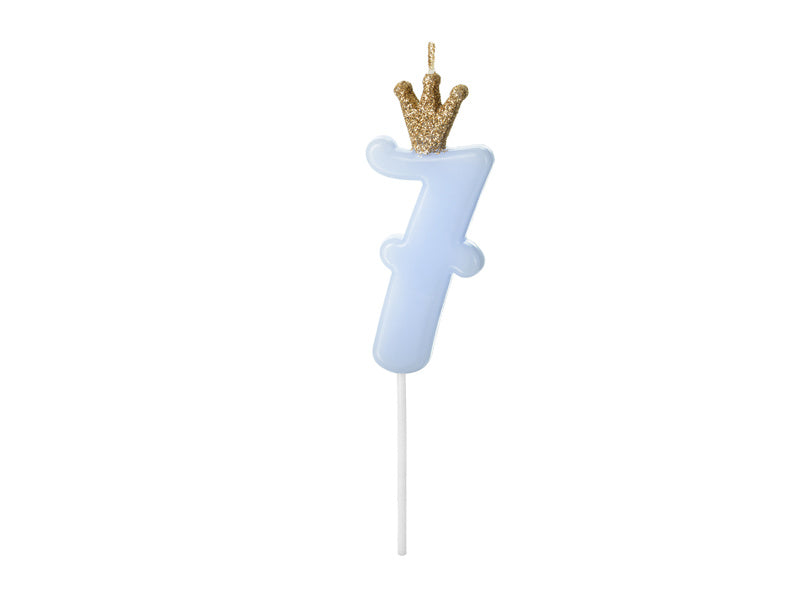 Kerze 7 Jahre Hellblau 9,5cm