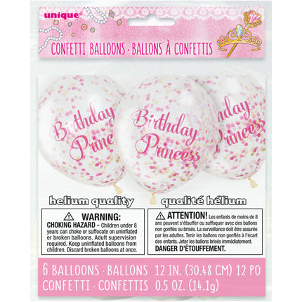 Konfetti Ballons Geburtstag Prinzessin 30cm 6Stk.