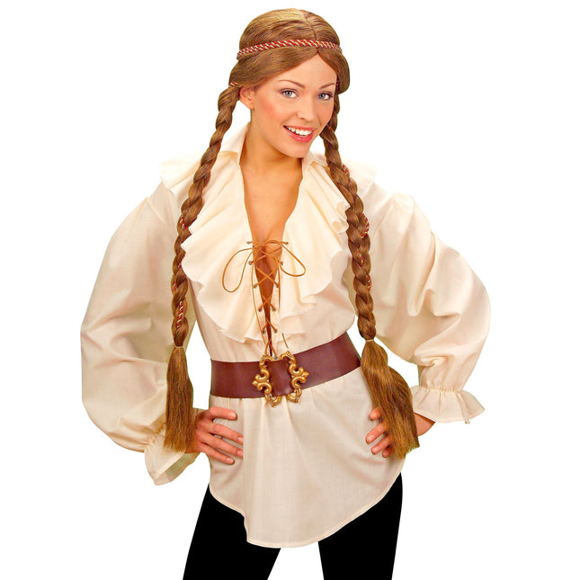 Beige Bluse Damen Piraten/Renaissance