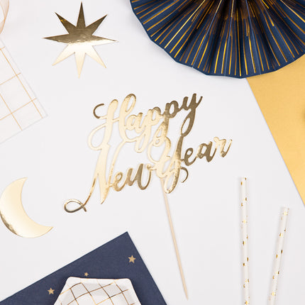 Tortenaufleger Happy New Year Gold 24cm