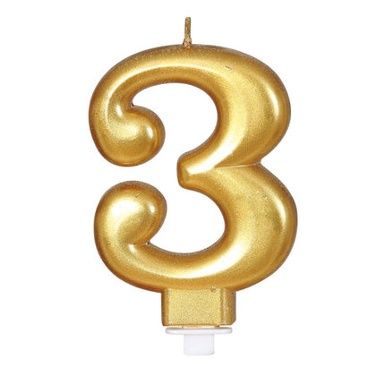 Gold Kerze 3 Jahre Metallic 8cm