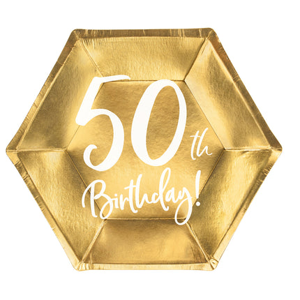 Teller 50 Jahre Gold 20cm 6 Stk.