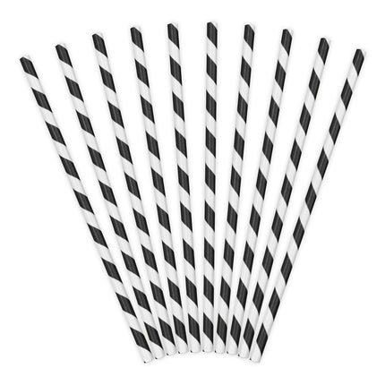 Papierstrohhalme Schwarz 19,5cm 10 Stk.