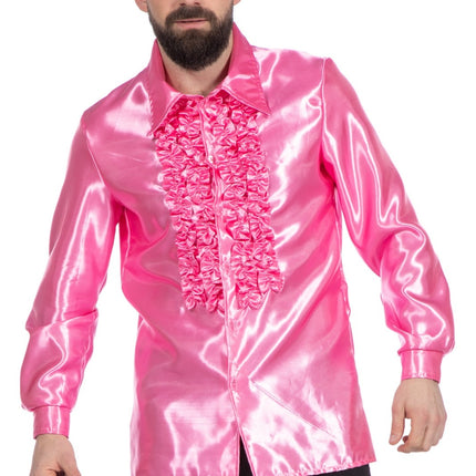 Disco Bluse Rüschen Rosa