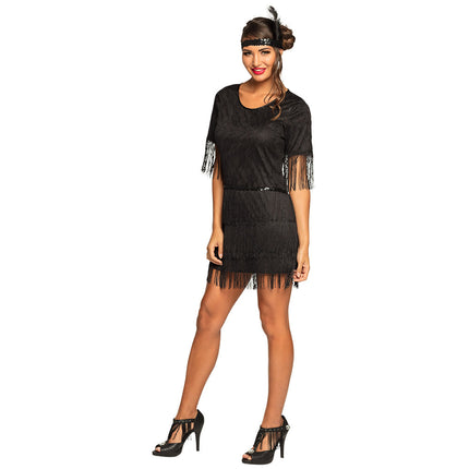 Charleston Kleid Damen Schwarz