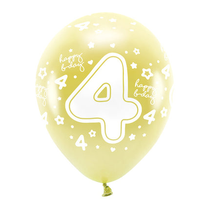 Luftballons 4 Jahre Gold 33cm 6Stück