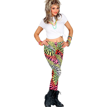 Neon 80S Legging Damen farbig