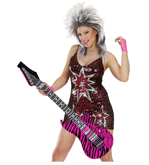 Zebra Fake Gitarre Rosa Aufblasbar 1,05m
