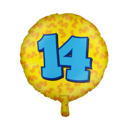 Heliumballon 14 Jahre Bunt Leer 46cm
