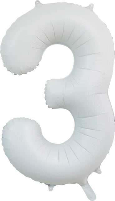 Weißer Figurenballon 3 Jahre Glanz 86cm