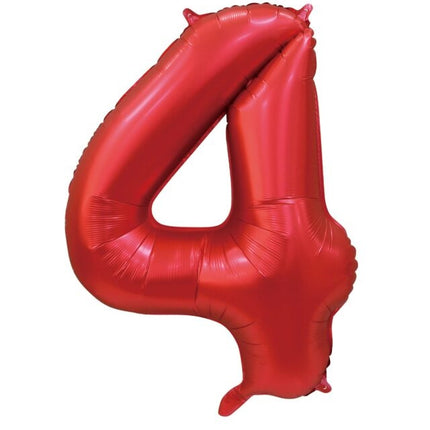 Rote Zahl Ballon 4 Jahre Glanz 86cm