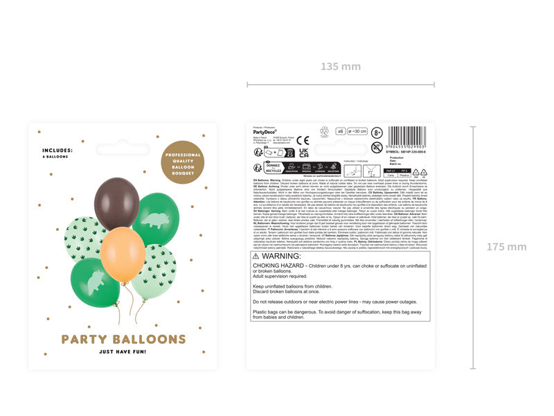 Dinosaurier Ballons Grün 30cm 6Stk