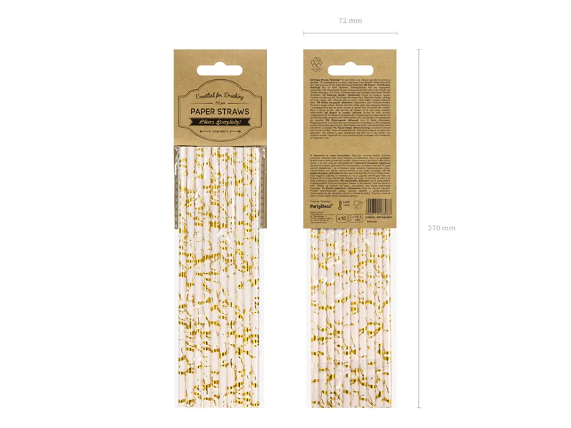 Papierstrohhalme Rosa Gold 19,5cm 10 Stk.