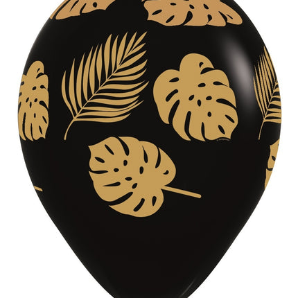 Ballons Blätter Schwarz Gold Druck 30cm 25Stk